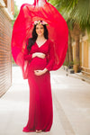 Exclusive Cherry Red Trail Maternity Photoshoot Gown
