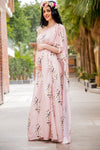 Luxe Carnation Pink One Shoulder Floral Maternity Gown