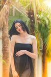 Exclusive Black Off-Shoulder Long Trail Maternity Photoshoot Gown