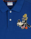 Blue Polo T-Shirt With Hand-Embellished Goofy Motif