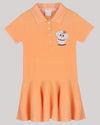 Peach Polo Dress With Drop Waist Silhouette And Hand-Embellished Owl Motif