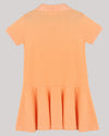 Peach Polo Dress With Drop Waist Silhouette And Hand-Embellished Owl Motif
