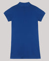 Blue Polo Dress With Front Tie-Up Knot And Hand-Embellished Piglet Motif