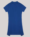 Blue Polo Dress With Front Tie-Up Knot And Hand-Embellished Crown Motif
