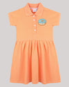Polo Dress With Gathers At Waist And Donut Motif