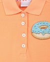 Polo Dress With Gathers At Waist And Donut Motif