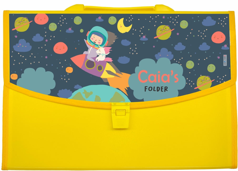 Personalised Expanding Yellow Folder | Rocket Adventures – mumma.com