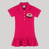 Polo Dress With Ruffles At Hem And Donut Motif