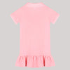 Polo Dress With Ruffles At Hem And Pink Butterfly Motif