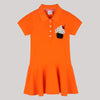 Polo Dress In Drop Waist Silhouette And Muffin With Cherry Motif