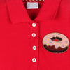 Polo Dress In Red With Ruffles At Hem And Donut Motif
