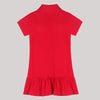 Polo Dress In Red With Ruffles At Hem And Donut Motif